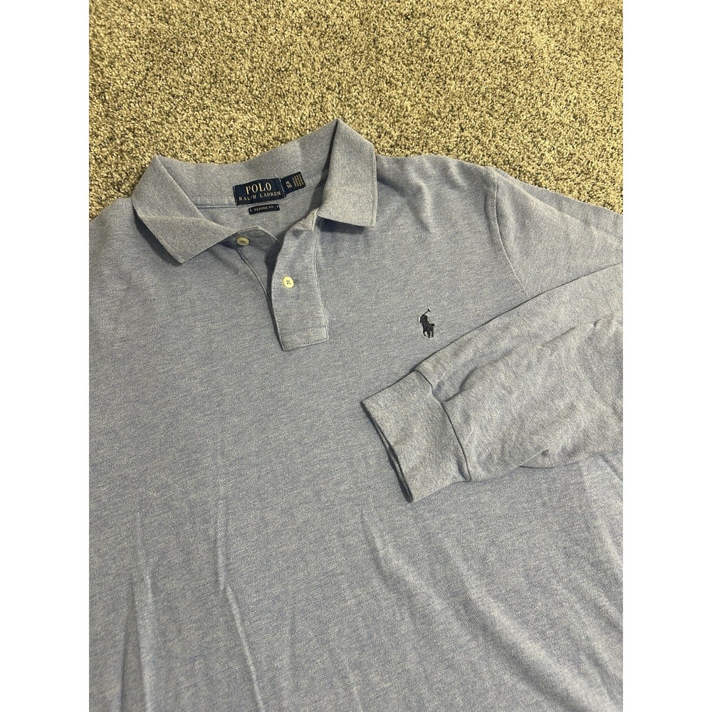 Polo Ralph Lauren Polo Mens XL‎ Long Sleeve Classic Fit Embroidered Pony Blue